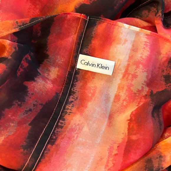 CALVIN KLEIN SHEER ABSTRACT WATER COLORS LIKE INFINITY SCARF - Picture 6 of 7